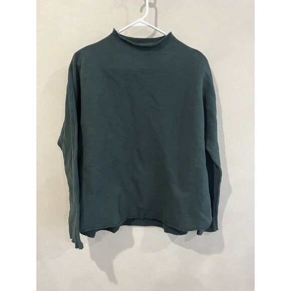 Frank & Eileen Sweaters - Frank and Eileen Pullover Cotton Hoodie Womens XS Dark Green Funnel Neck Sweater